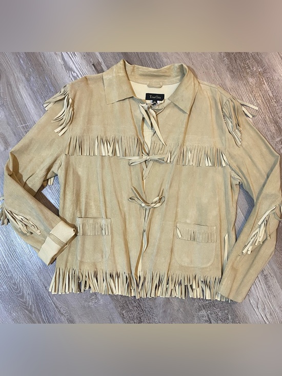 True Grit Jackets & Blazers - True Grit Fringe Leather Western Native Jacket Leather Tie Closure Women's XL